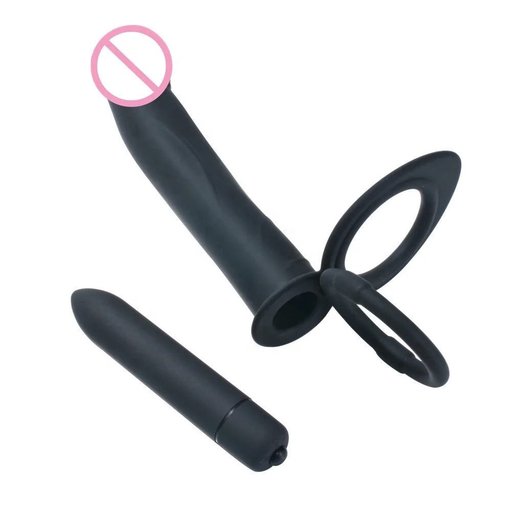 Vibrating Silicone  Penis Lock Sex Toy Cock Ring With Dildo vibrating anal plug For Female