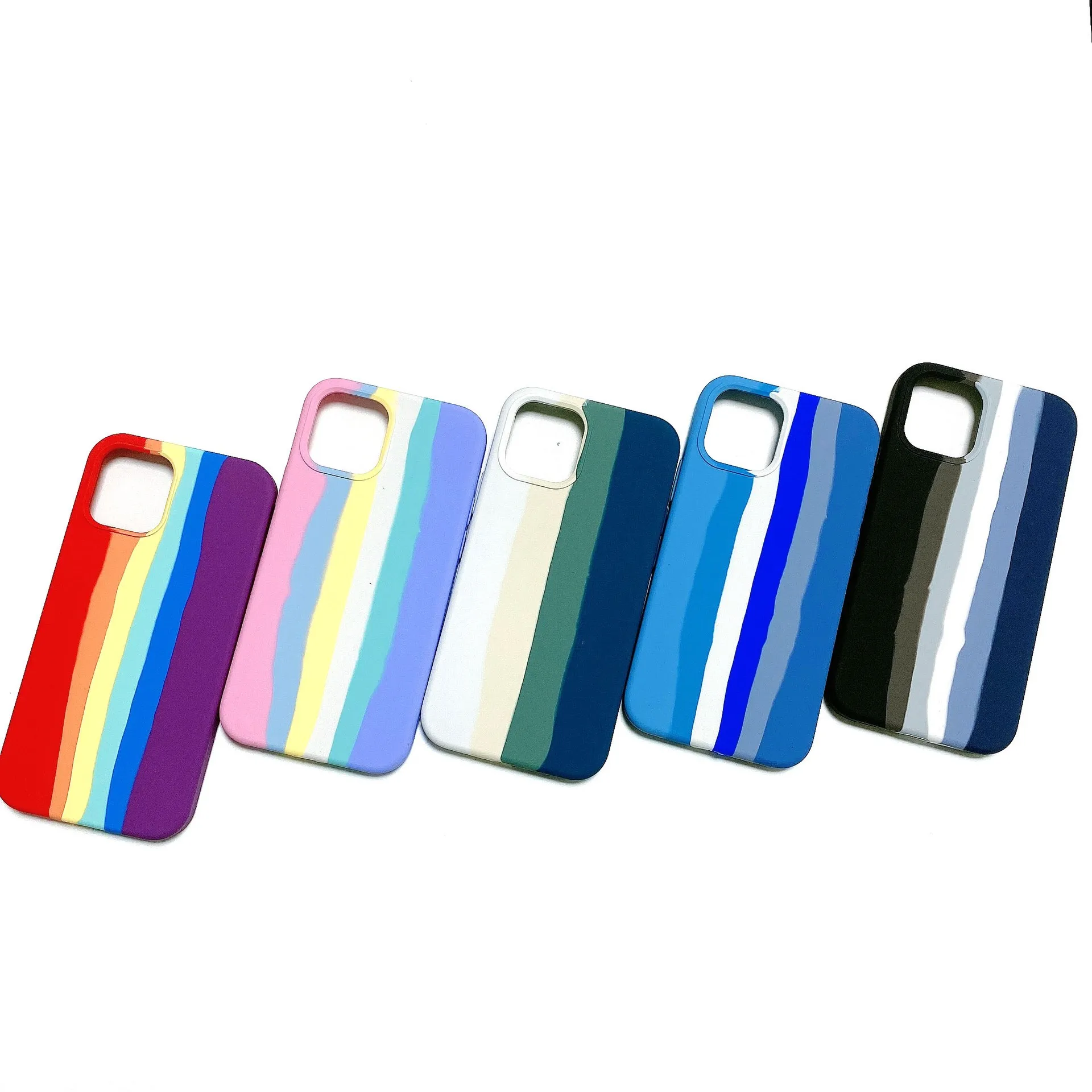 Яркий Радужный жидкий силиконовый приятный на ощупь уникальный ударопрочный защитный чехол для iPhone 12 12 Pro 12 Pro Max