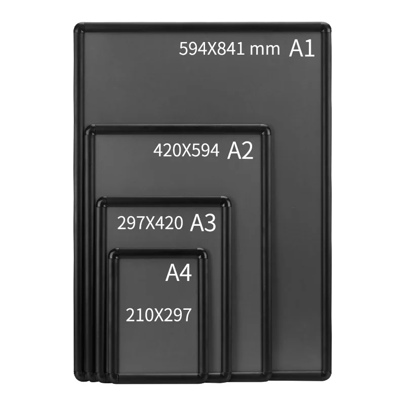 America Wholesale Various Size A0/a1/a2/a3/a4/a5/Wall Mounted Front open aluminum Poster frame for advertising