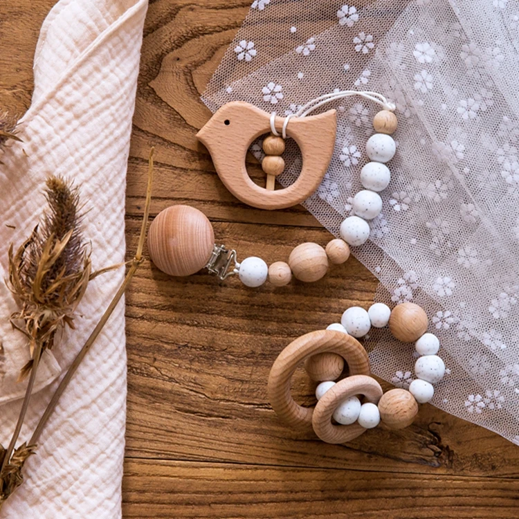 Custom Logo food grade bowknot Teething Dummy Clip Silicone Baby Pacifier Clip