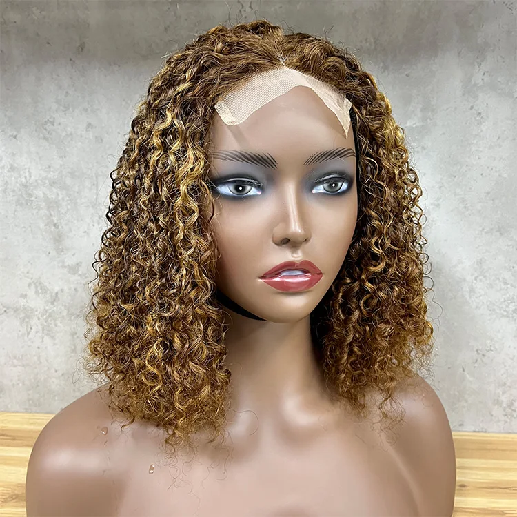 10A Double Drawn Virgin Cuticle Aligned Funmi Curly P4/30 Color Pissy Two Curl Fumi Human Hair Wig