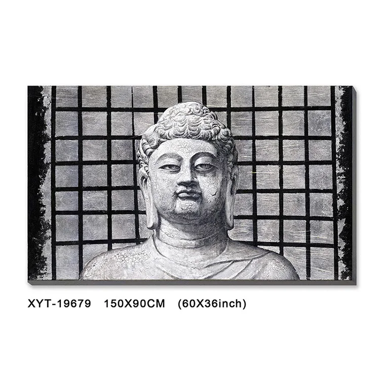 Abstract contemporary Handmade Wall art Decorative gold foil Artwork 3d buddha Oil Painting on Canvas