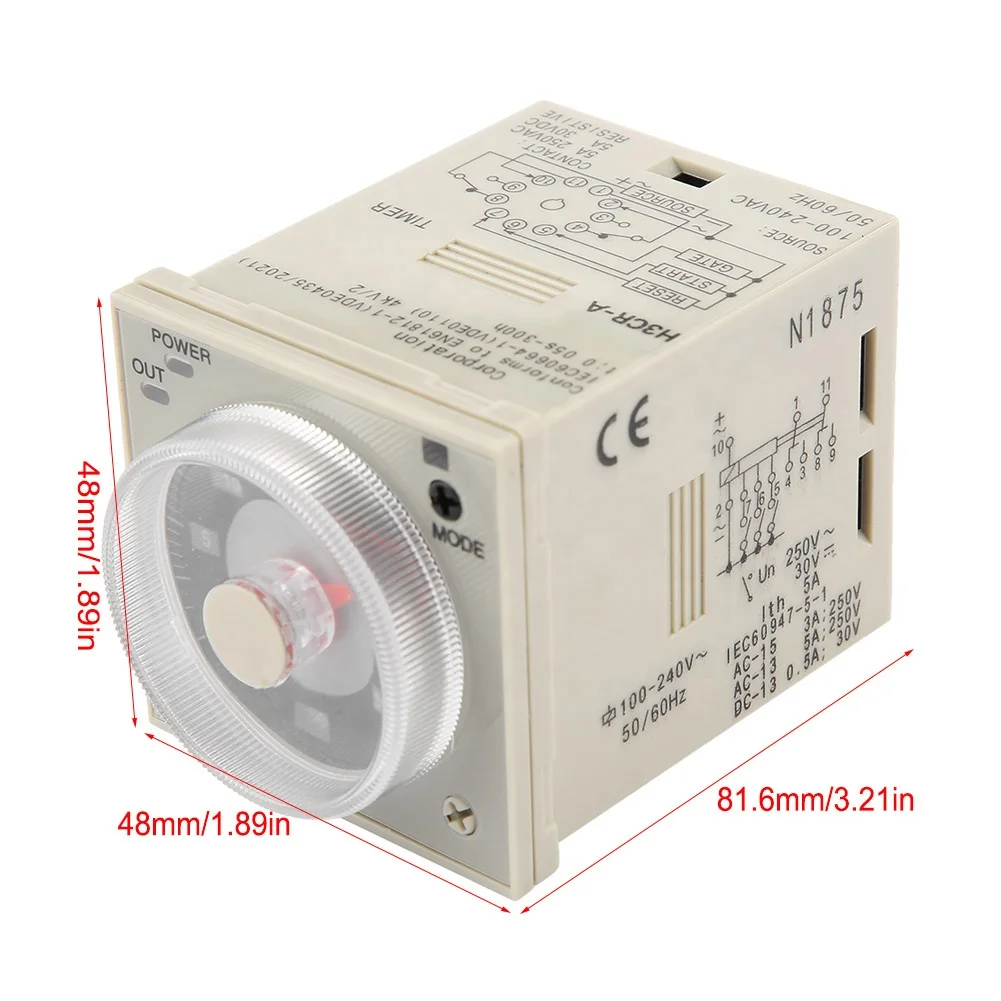 H3CR A Delay Timer Relay 0.5S 300H Knob Control Time Relay 11 Pin AC220V