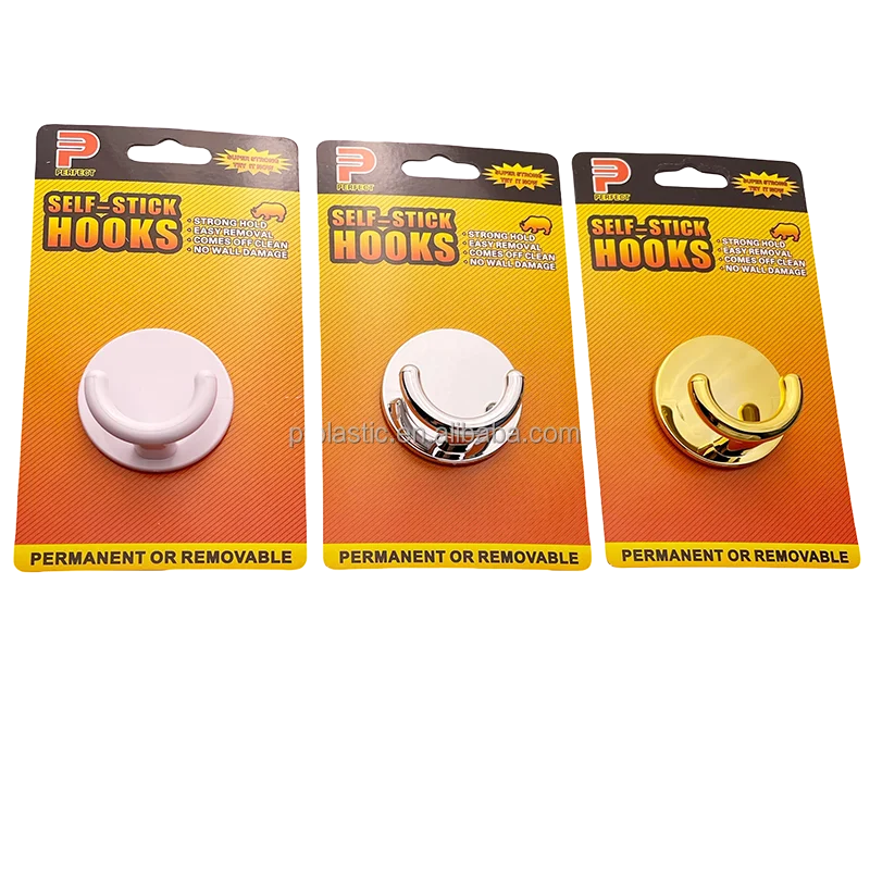 Self-Adhesive ABS Plastic Wall Hooks White Chromed Stick-On Removable Sticky Small Large Multifunctional Sundries Bulk Box
