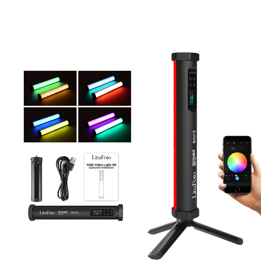 RGB Lighting Wand LED Tube Light with app control 190 led beads dimmable 3200-7500K CRI96+ 9 Scenes Effects