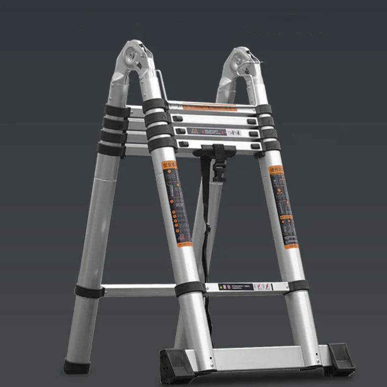 Telescopic Ladder Step Stainless steel Telescopic Ladder, Lightweight Portable Multipurpose Folding Adjustable A-frame Ladders
