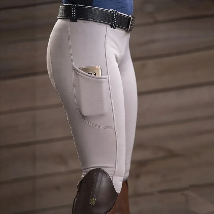 2021 Riding Tights Knee Patch Breeches Equestrian Horse Riding Pants Schooling Tights Zipper Pockets Longines Equestrian
