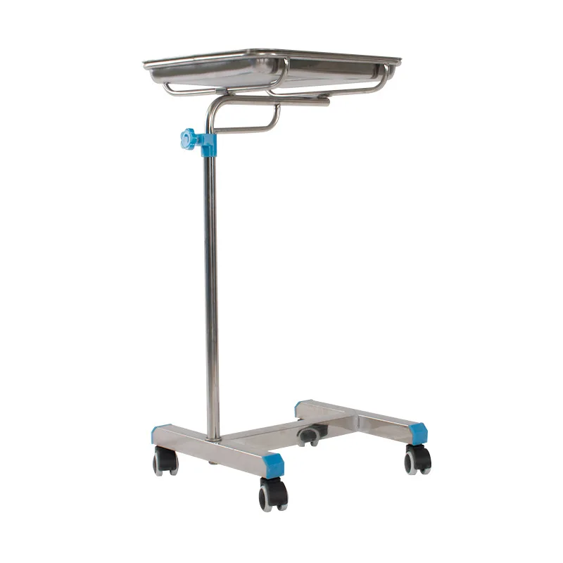 Medical 304 stainless single pole tray mayo hospital trolley
