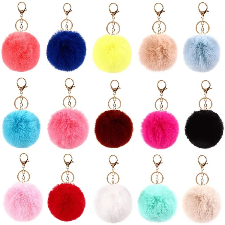 
Wholesale Faux Fur Ball Keyring Pom Pom Keychain For bags pendant 