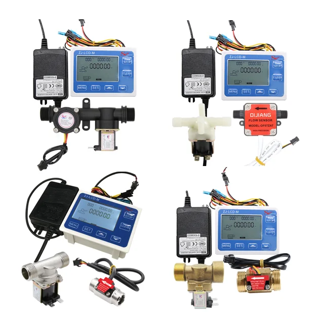 Combination Kits Quantitative Flow Controller LCD-M With 1' Flow Sensor Solenoid Valve For Filling/Watering/Irrigation System