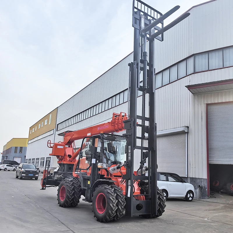 Hot sale product off-road forklift four-wheel drive truck mounted crane