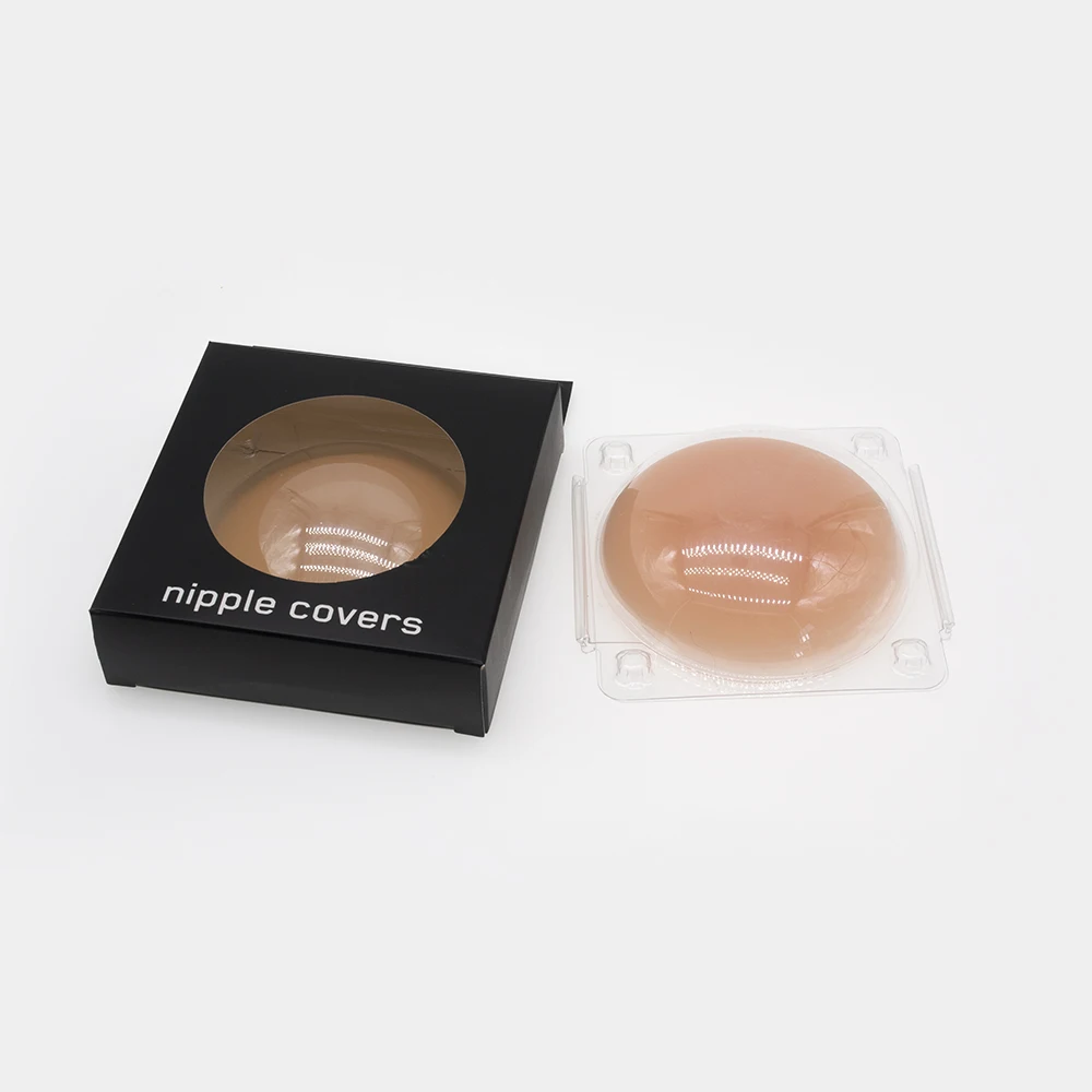 Strapless invisible seamless adhesive circular washable reusable nipple cover for women pure color soft silicon nipple cover