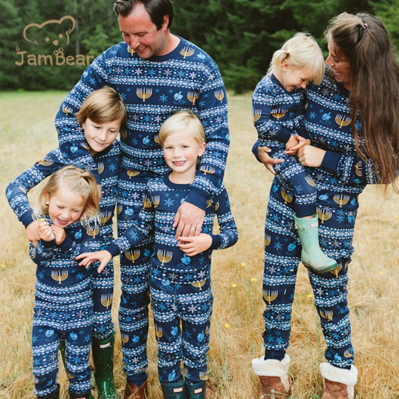 Organic Cotton Matching Family Pajamas Print Organic Christmas Pajamas Natural Eco-friendly 2 Piece Pajama
