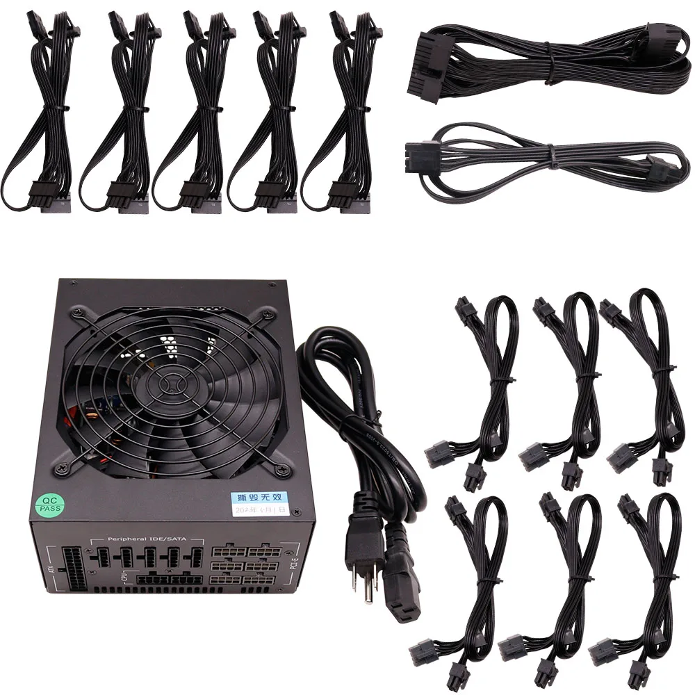 90% Gold High Efficiency Full Modular PSU 1800W 110V -240V 80 Plus Gold Switching PC/ computer Power Supply for 6GPU