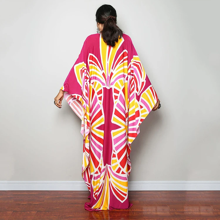 Cover Up Swimwear V Neck Long Half Sleeves Loose Sizes Kaftan Abaya Dubai