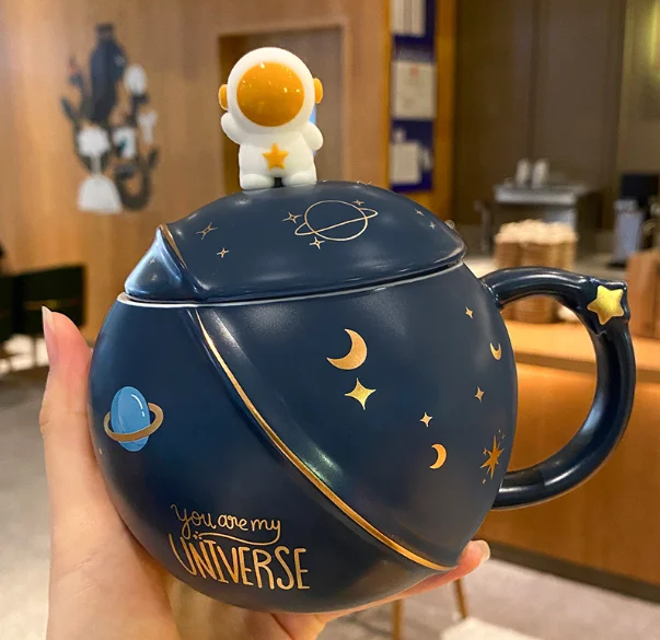 3D Round Astronaut Cute Planet Ceramic Mug Couple Drinking Super Cartoon Office Tea  Mug Coffee Cup Cool Cup