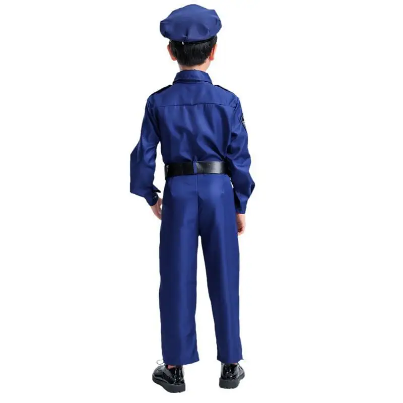 New Popular 3 Pieces Child kidsPolice Sheriff Costume Officer Costume for Kids with Handcuffs Bag Packing Halloween Outfits