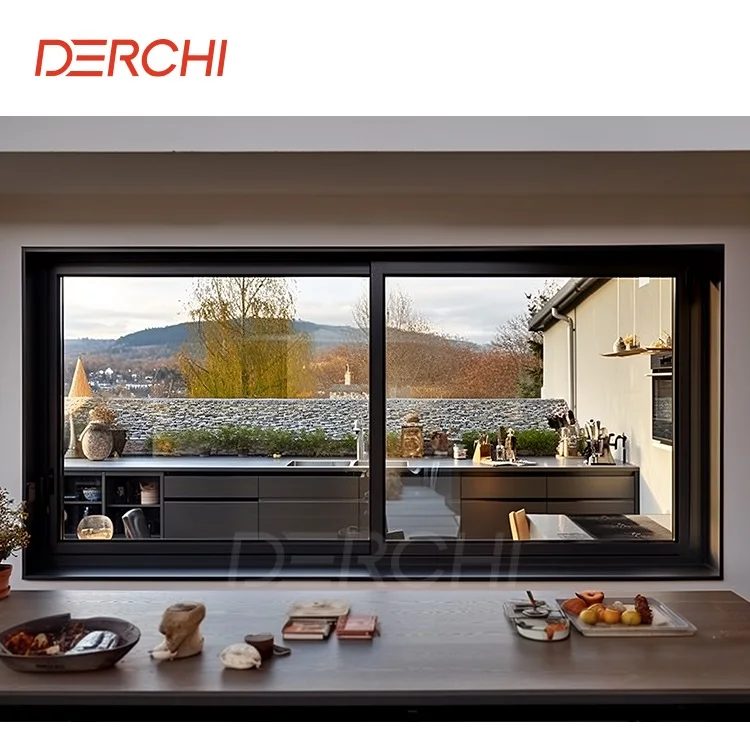 Kitchen window sliding glass window slide aluminum windows with flyscreen