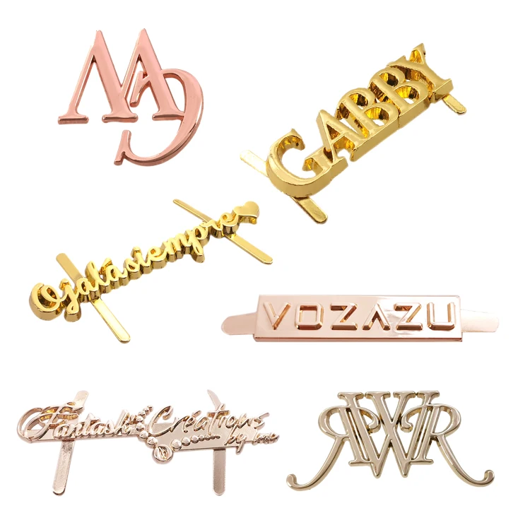 Manufacturer handbag engraved name brand logo customized metal tags labels plates