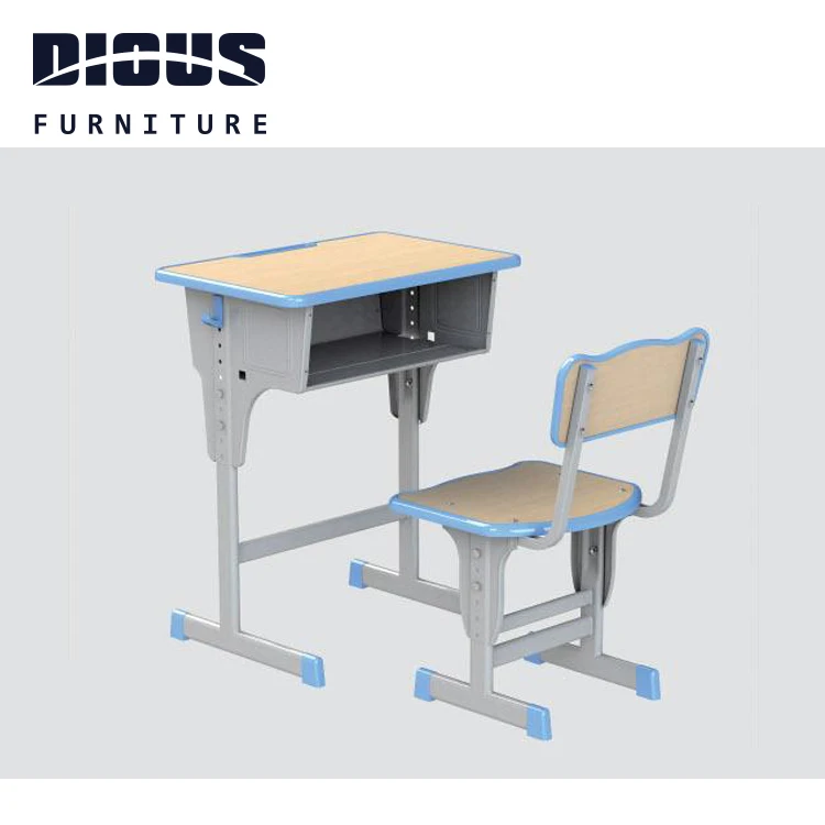Современная металлическая школьная классная мебель, деревянный учебный одинарный детский стол и стул