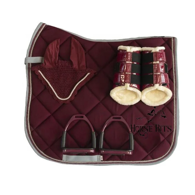  Подходящие наборы седельных подушек блестящих подходящие Burgudy/наборы для Выездки/прыжков
