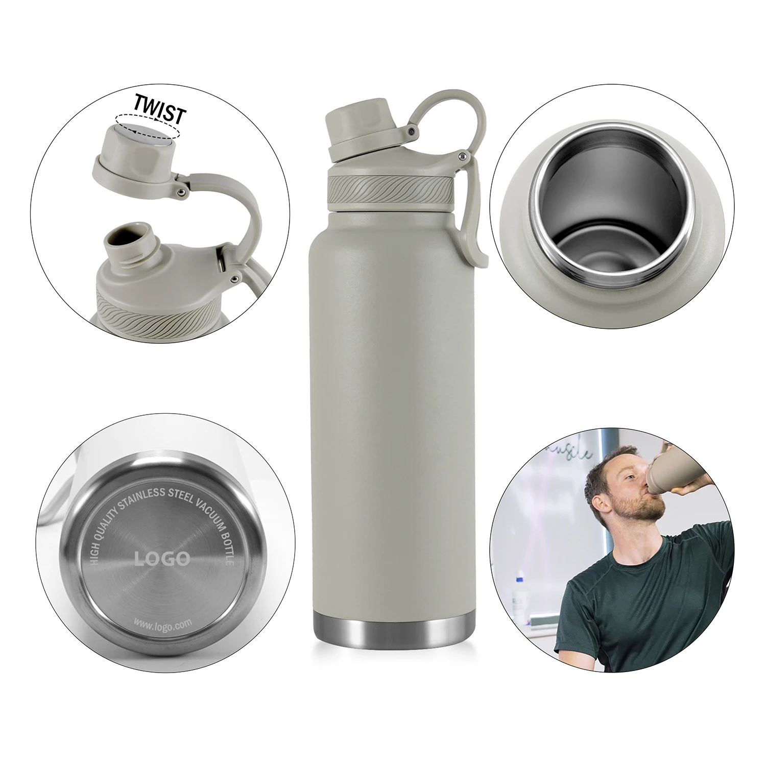 32OZ double wall  vacuum insulated stainless steel water bottle metal vacuum flask stainless steel sports water bottle