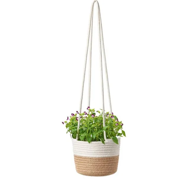 Cotton rope storage laundry basket home decor basket plants basket