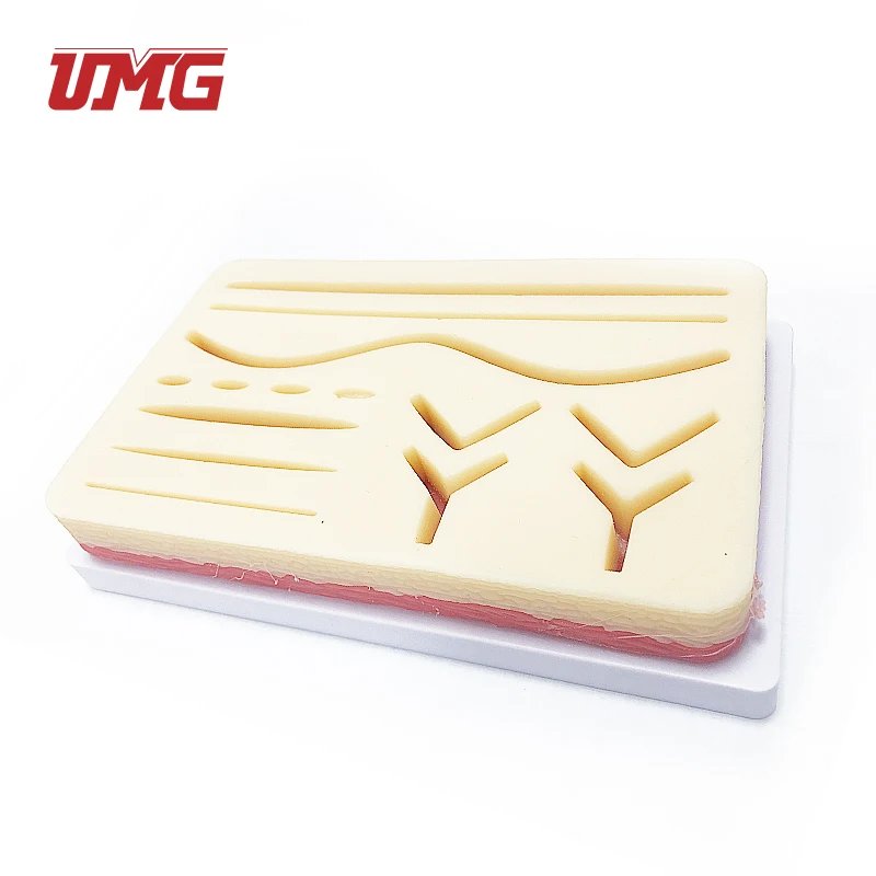 Medical Science Teaching Resources Durable Use Skin Silicone Suture Training Pad model with Cut Wound