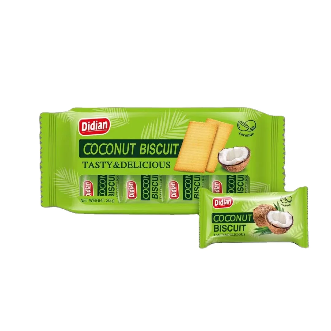 300G PACKAGE CRSIP CRACER SNACK FOOD LEISURE BISCUIT GOOD FLAVOR BISCUIT COCONUT FLAVOR CRACKER
