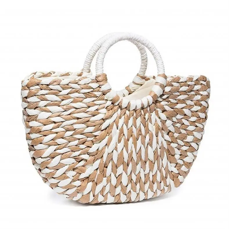 Rattan Bag For Kids Handle Purse Retro Woven Handbag Straw Colourful Girls Phone Packaging With Lace Handwoven Mat Beach
