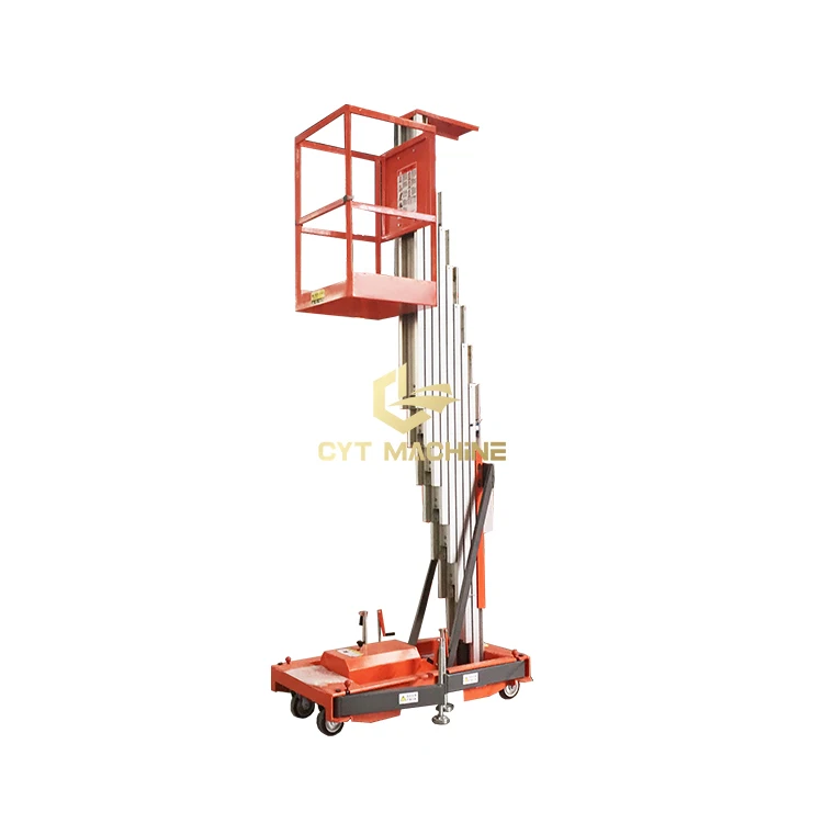 
New Design 9m Aluminum Single Mast Lift Aerial Working Platform One Man Lift 