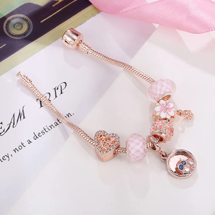 Fashion Bulk Jewelry Designer Charms for DIY Bracelets & Bangles Rose Gold Charm Bracelet Women Jewelry