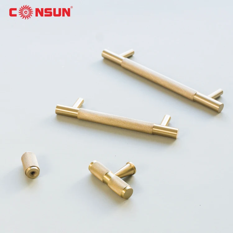 CONSUN Brass Gold Bedroom t Bar Door Pull Drawer Knobs Kitchen Cabinet Hardware Furniture Handle
