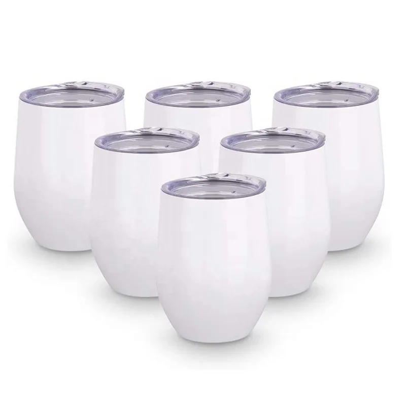 Sublimation Blanks Wine Tumbler Cups White 12 OZ Stainless Steel Insulated Stemless Tumbler Sublimation Mugs