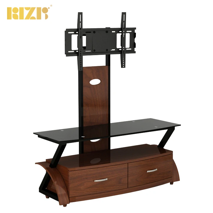 Изогнутая деревянная подставка для телевизора с натуральным лаком, Максимальный вес нагрузки 50 кг, угловая Подставка для телевизора 32 ~ 60 дюймов, подставка для ЖК-телевизора, мебель
