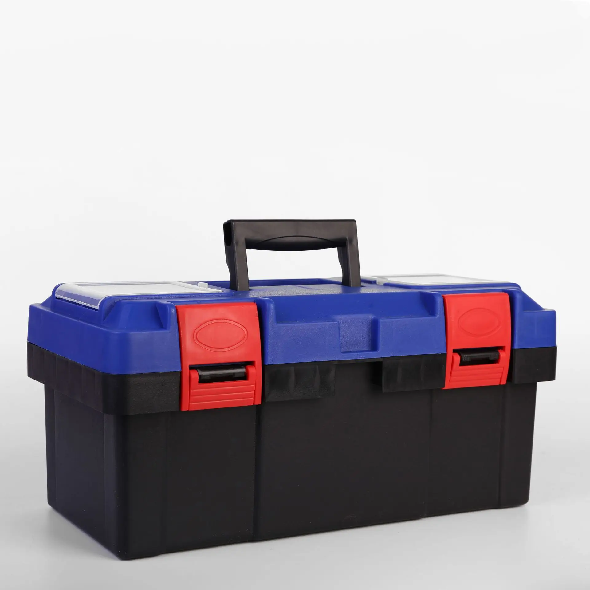 Workplace 16 inch Plastic Double Layer Tool Box Hardware Storage with Removable Tray Plastic Storage Organizer Box