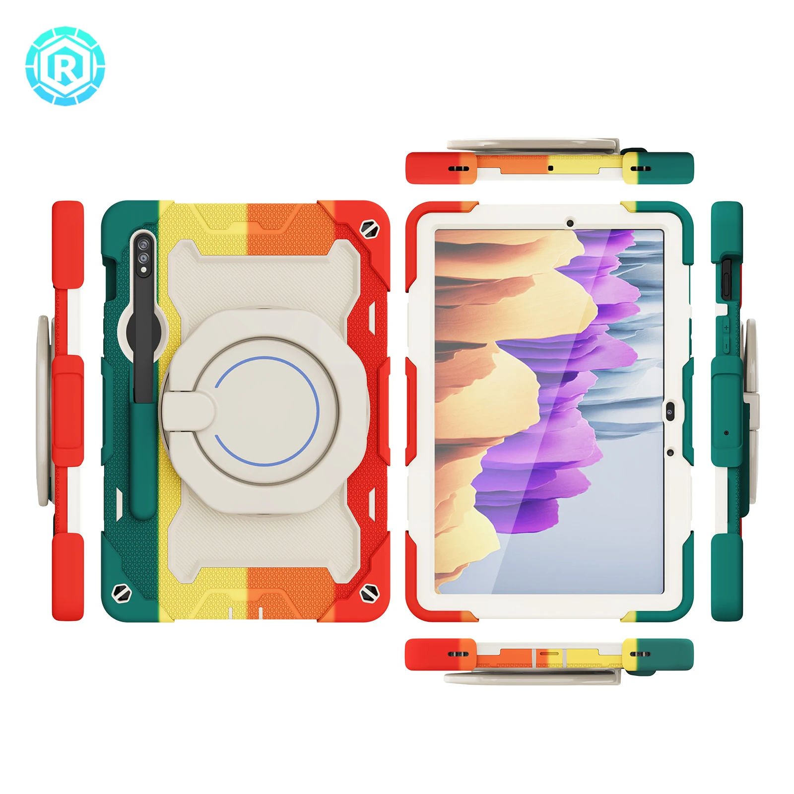 Wholesale Price 3 In 1 Full Body Protection Silicone Tablet Case For Samsung Galaxy Tab S7/S8 With Rotatable Turntable