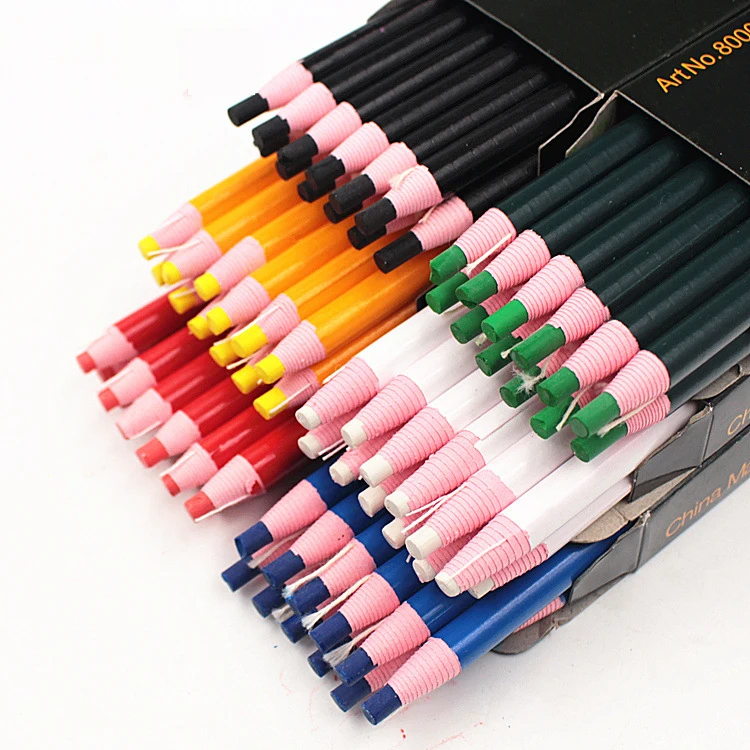 12 Pcs Sewing Mark Pencil Peel Off Markers Pencils for Glass, Cellophane, Cloth, Leather colored pencils