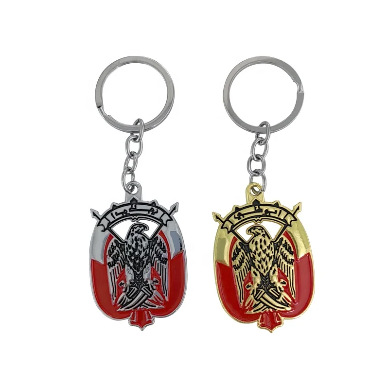 Car keychain Abu Dhabi UAE Falcon badge double-sided logo metal car keychain keychain souvenir gift