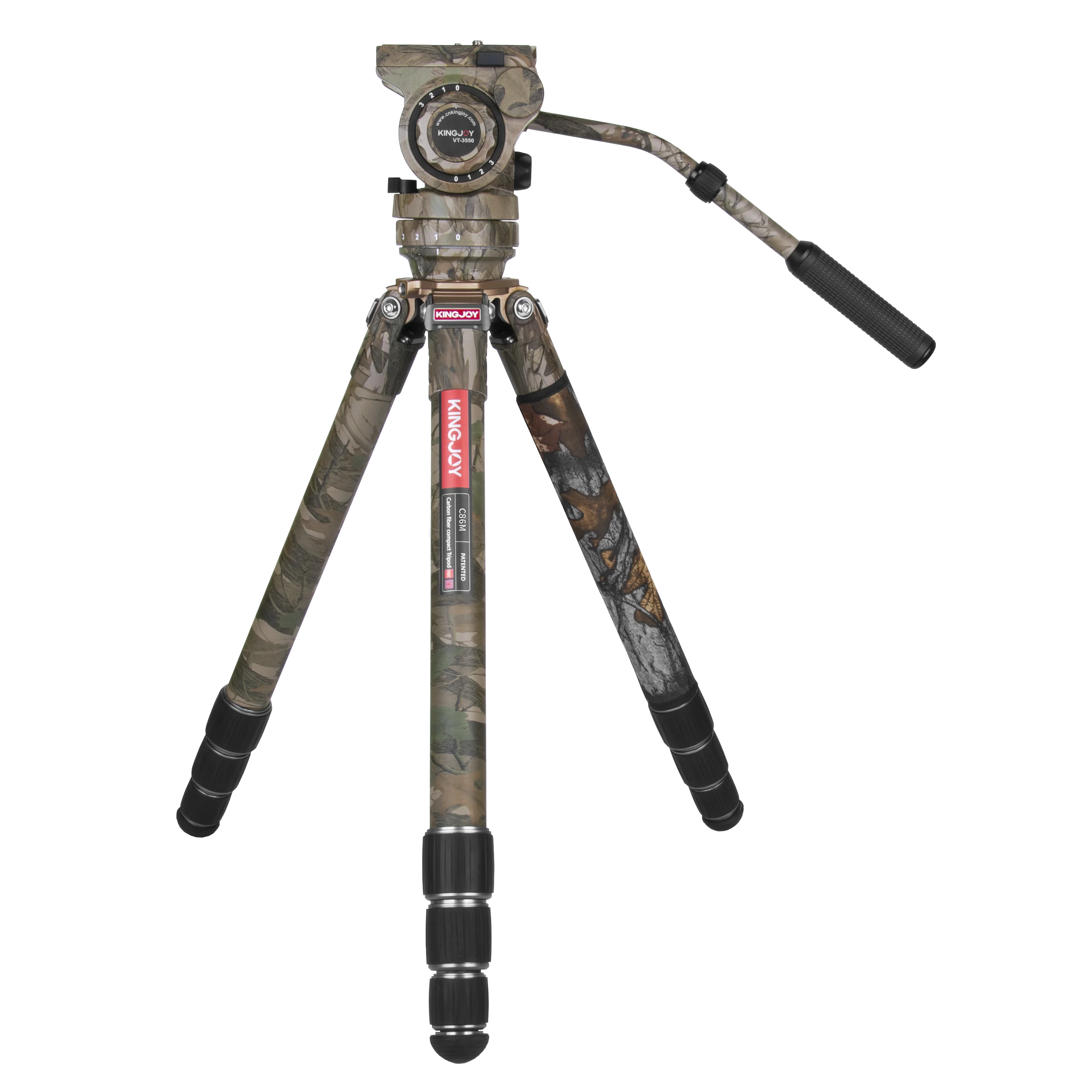 Kingjoy C86M Professional camouflage tripod Carbon fiber Camera Video tripod with fluid head for wildlife photography