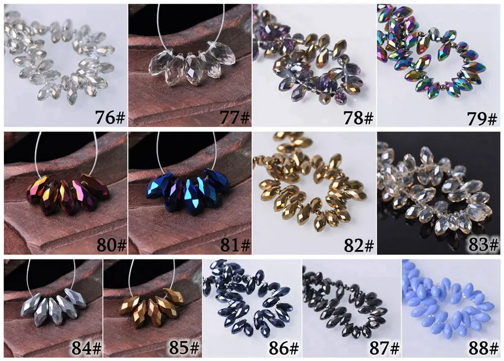 AB/Pure Colors & Plated Teardrop Faceted Crystal Glass 6mm 8mm 10mm Top Drilled Pendant Drops Loose Beads For Jewelry Making DIY