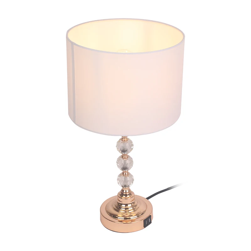 Hot sale modern led crystal table lamp with metal base Bedside Lamp  with 2 USB Charging Ports 3 Way Dimmable custom lamp