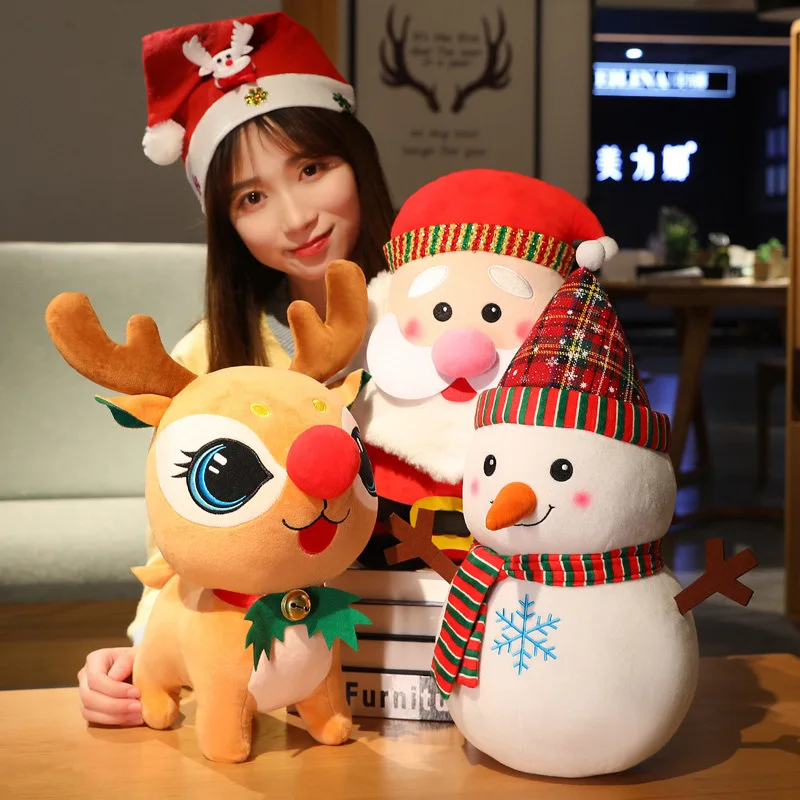 Custom Plush Toys Christmas Stuffed Animals Toys Santa Claus Deer Snowman Doll Plush Toys Stuffed Christmas Plush Decoration