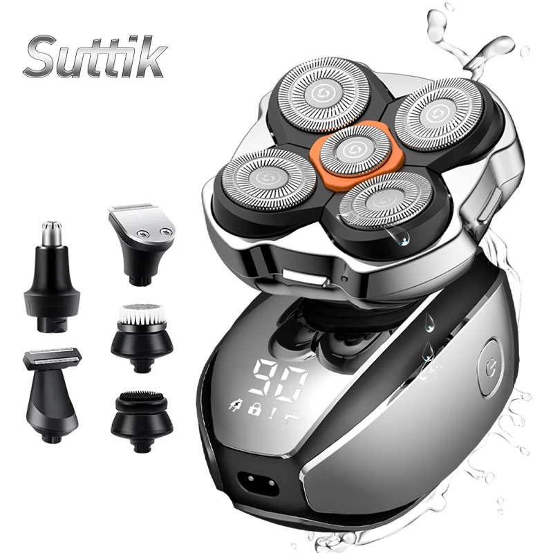 Suttik LK-5610 5D с плавающими головками съемная бритва магнитная Вращающаяся IPX6 водонепроницаемая для мужчин зарядкой типа C