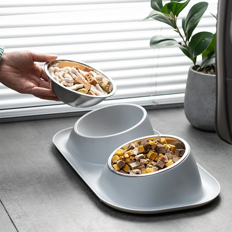 2023 New High Quality Removable Double Metal Pet Dog Eating Cat Bowl Stainless Steel Pet Feeders Food Dog Bowl