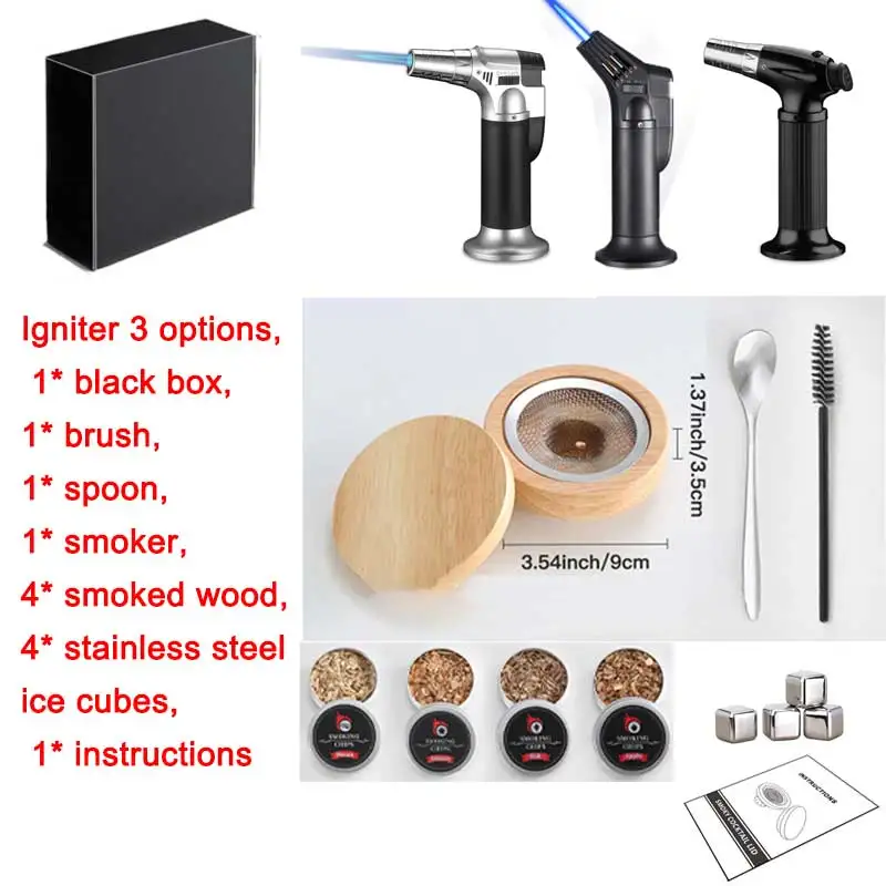 Hot Selling Cocktail Smoker Kit with Torch Bourbon Whiskey Smoker Infuser Kit Old Fashioned Smoker Set Wood Bar Accessories