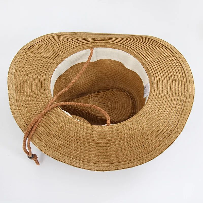 Custom Wholesale Cheap Summer Hat  Fashion Outdoor Beach Stripped Paper Straw Hat unisex Panama hats