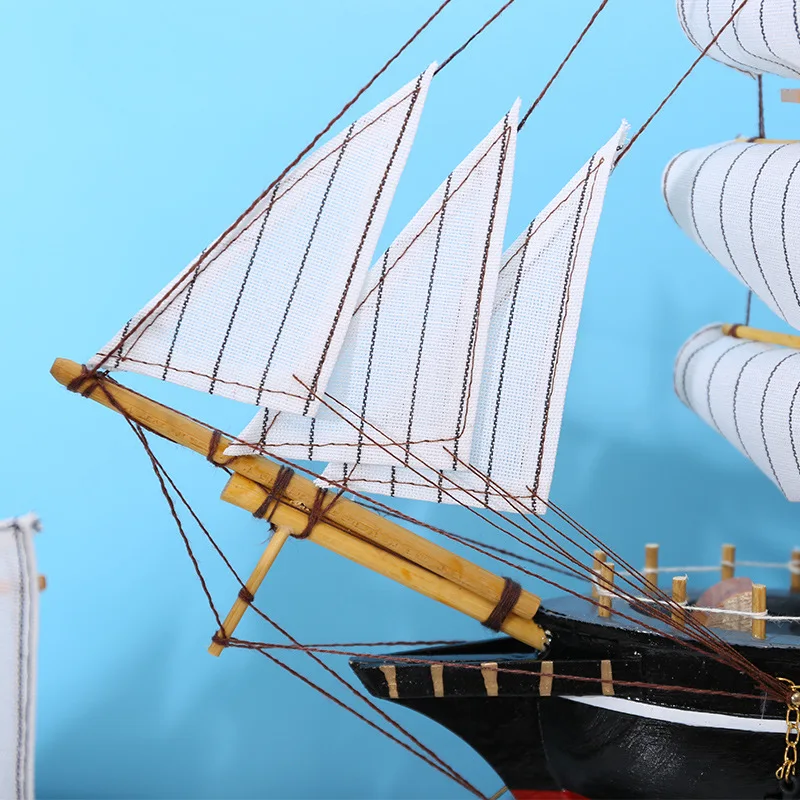 Pirate ship sailing smoothly, sailboat small boat model, wooden small wooden boat ornaments