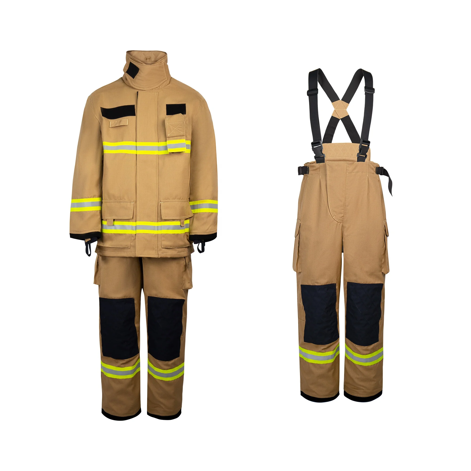 Fire Fighting Suit for Fireman green Pants Coat Set PVC Layer Packing Outer Navy Material Origin Product