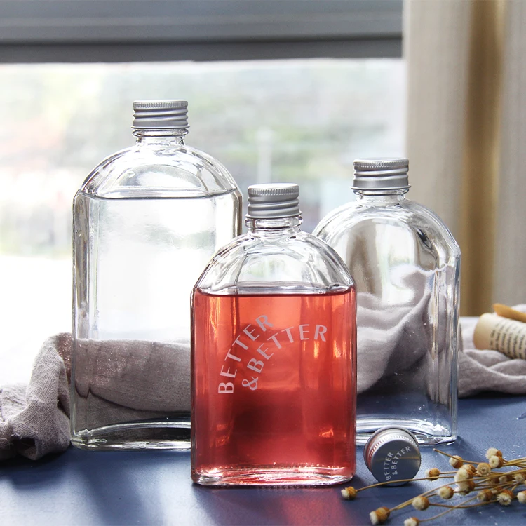 100ml 200ml 350ml 500ml Flat Cold-Brew Coffee Glass Bottle Juice Glass Packing Bottle